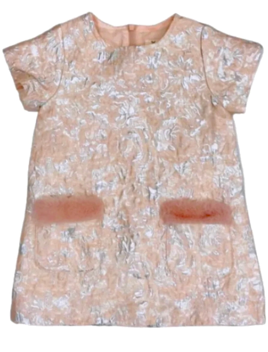 Jacquard dress with Faux Fur