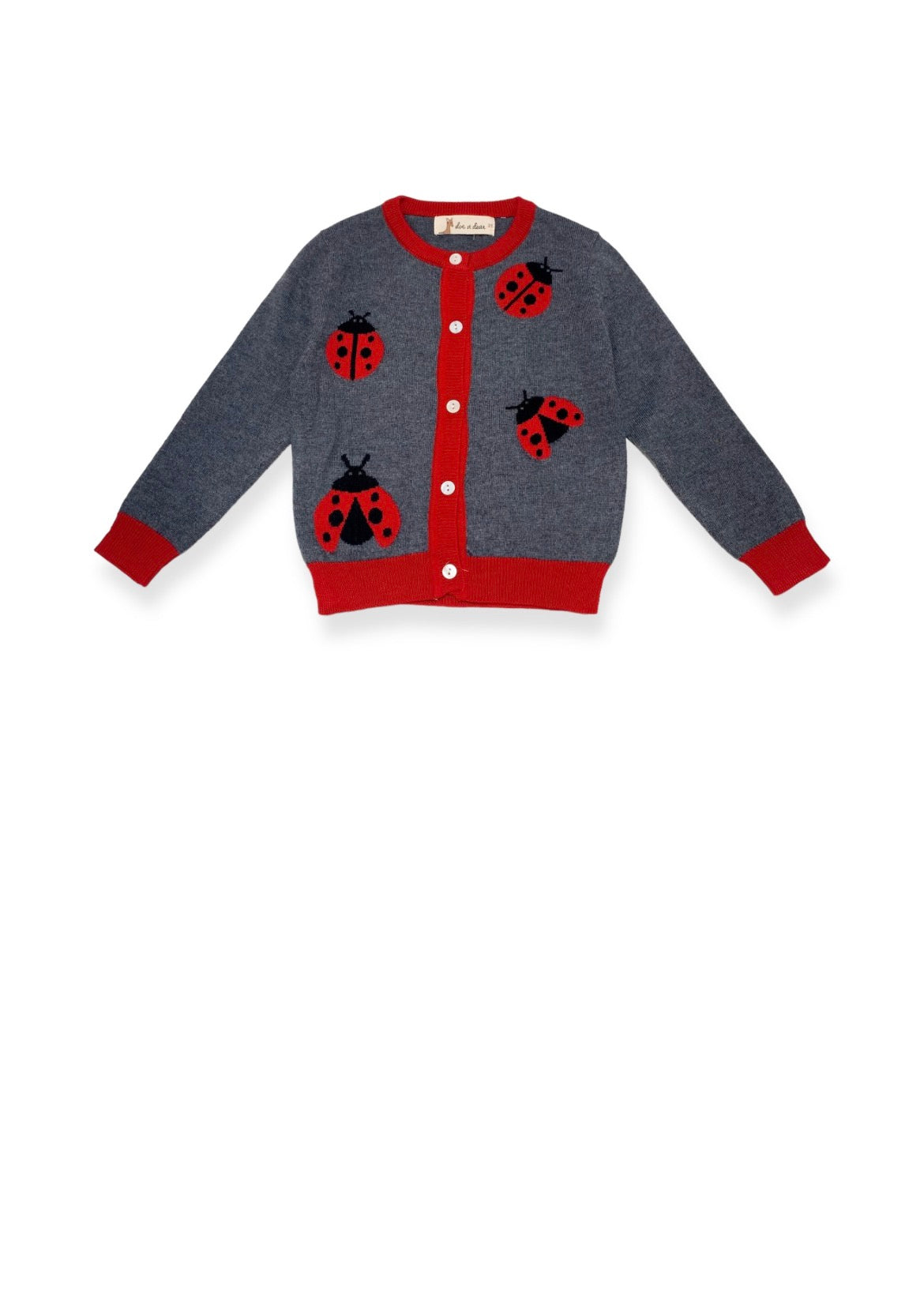 Ladybug Wooly Cardigan - Grey
