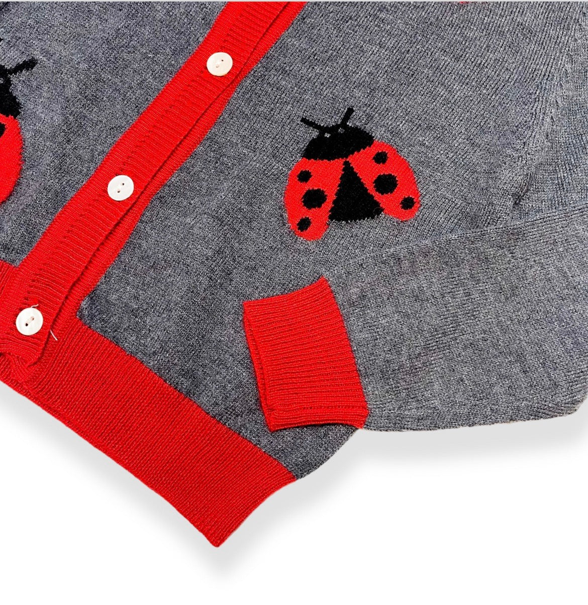 Ladybug Wooly Cardigan - Grey