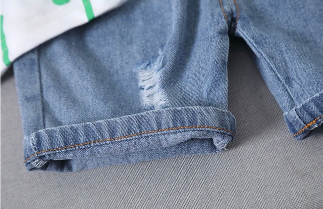 Dino Toddler Set w/Denim short.