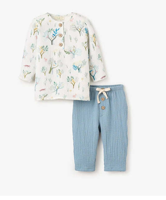 ORGANIC MUSLIN HENLEY TOP & PANT SET