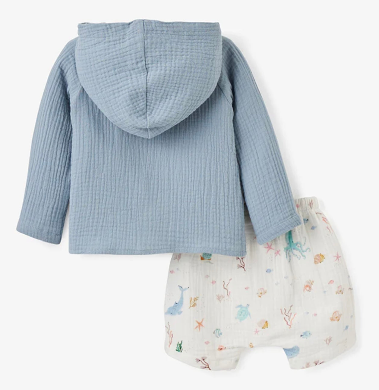 Muslin hoodie with short set