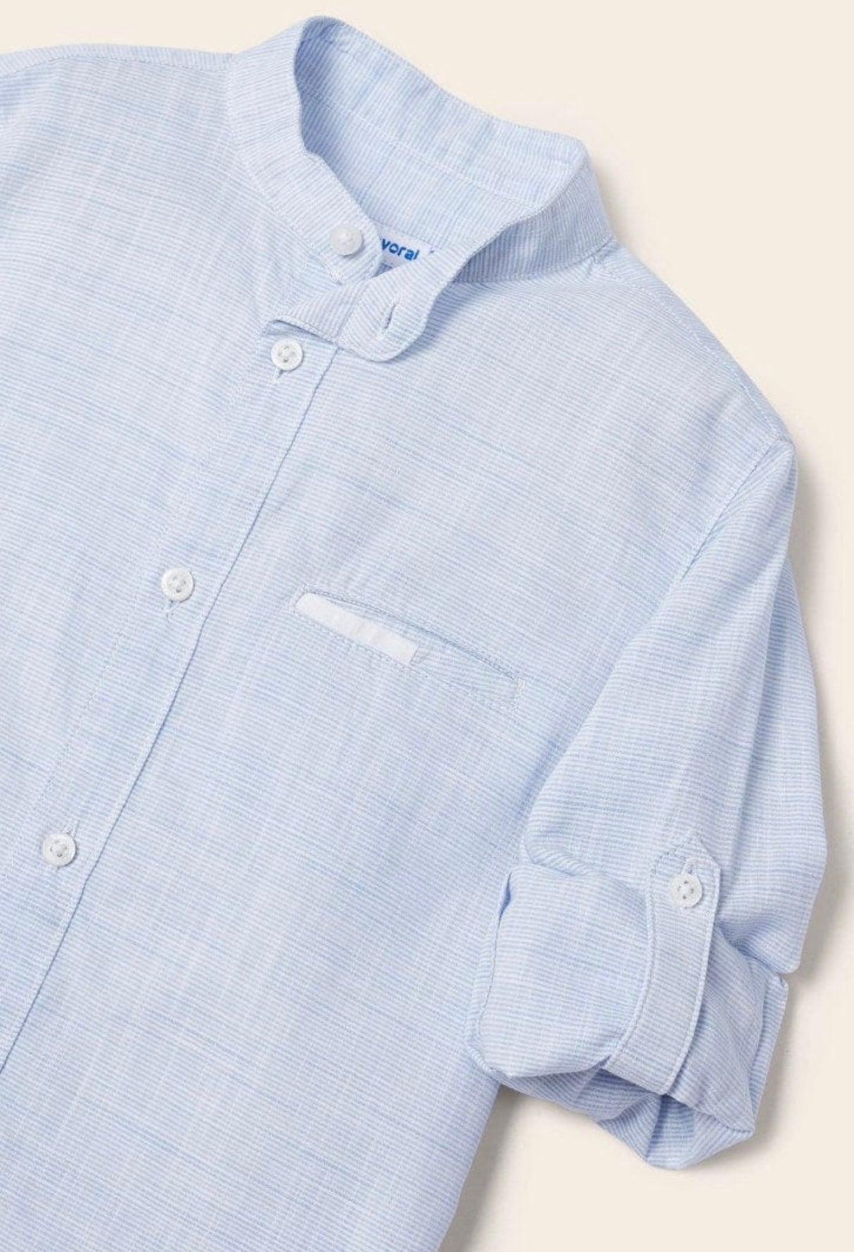 Long Sleeve Striped Mao Collar Shirt
