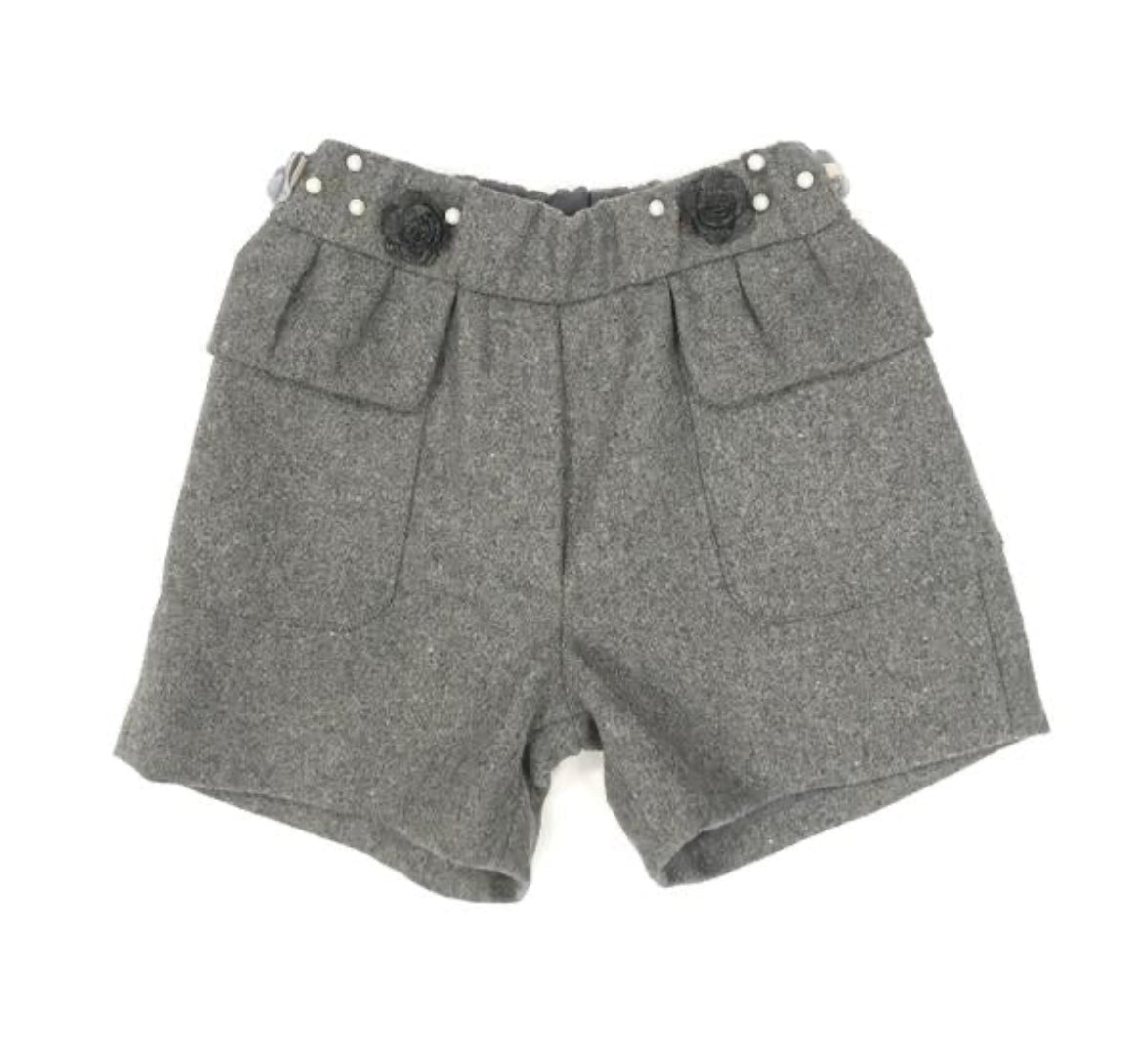 Embellished Waist Wooly Shorts