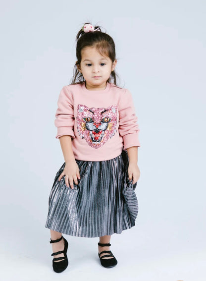 Silver skirt midi