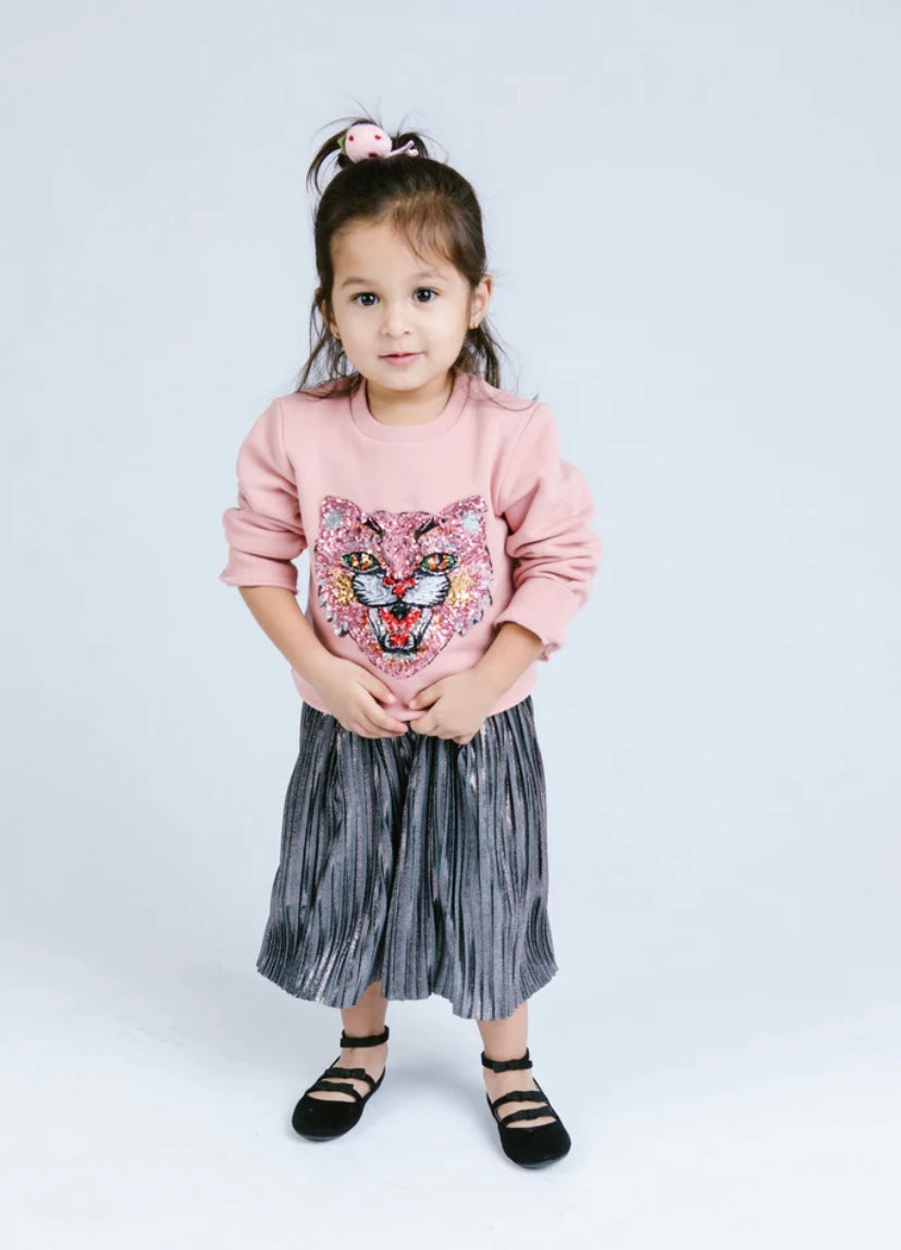 Silver skirt midi