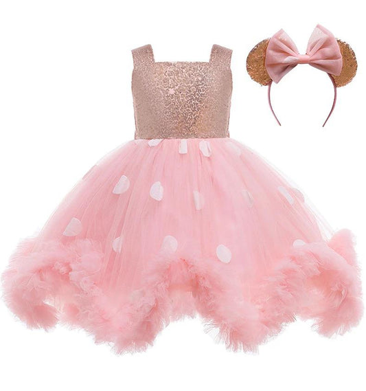 CHARMING PEACH SEQUIN DRESS WITH HEADBAND