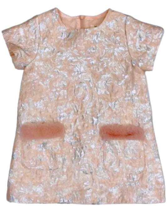 Jacquard dress with Faux Fur