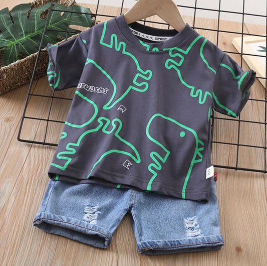 Dino Toddler Set w/Denim short.