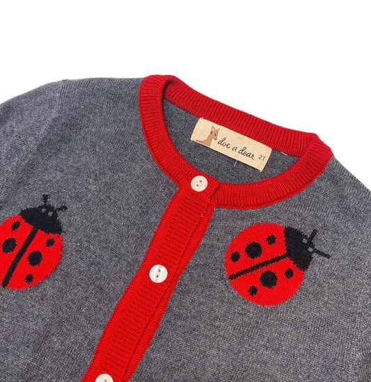 Ladybug Wooly Cardigan - Grey