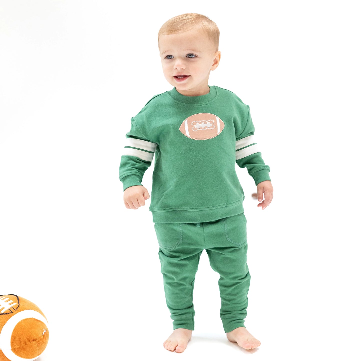 Cozy Drop Sleeve Sweatshirt with Varsity Stripes and pants