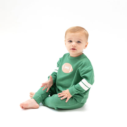 Cozy Drop Sleeve Sweatshirt with Varsity Stripes and pants