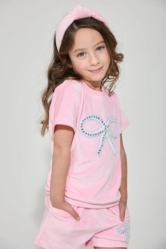 Plush Pink Bow Short Set