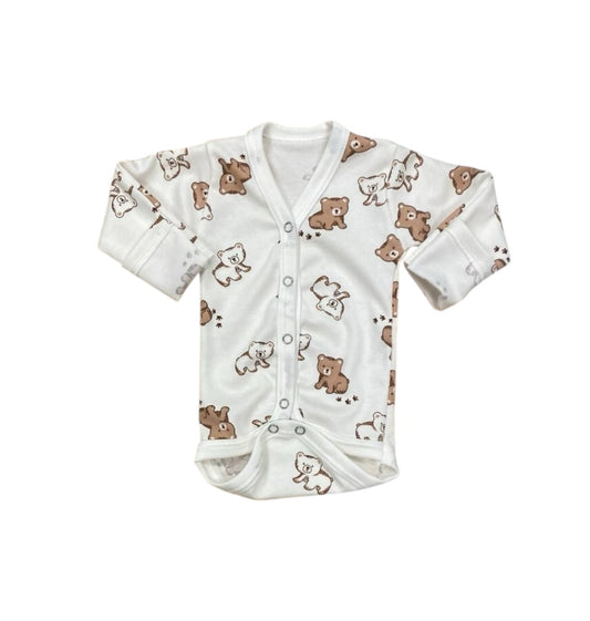 Baby Bear Print Snap Bodysuit – 100% Cotton 🐻
