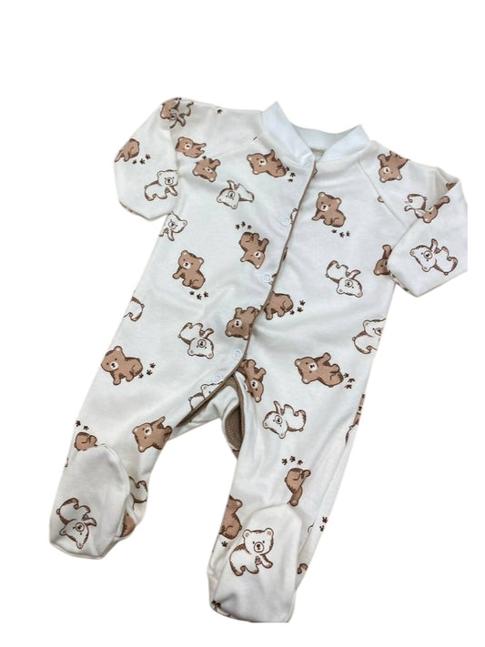 Baby Bear Print Footed Sleeper – 100% Cotton 🐻