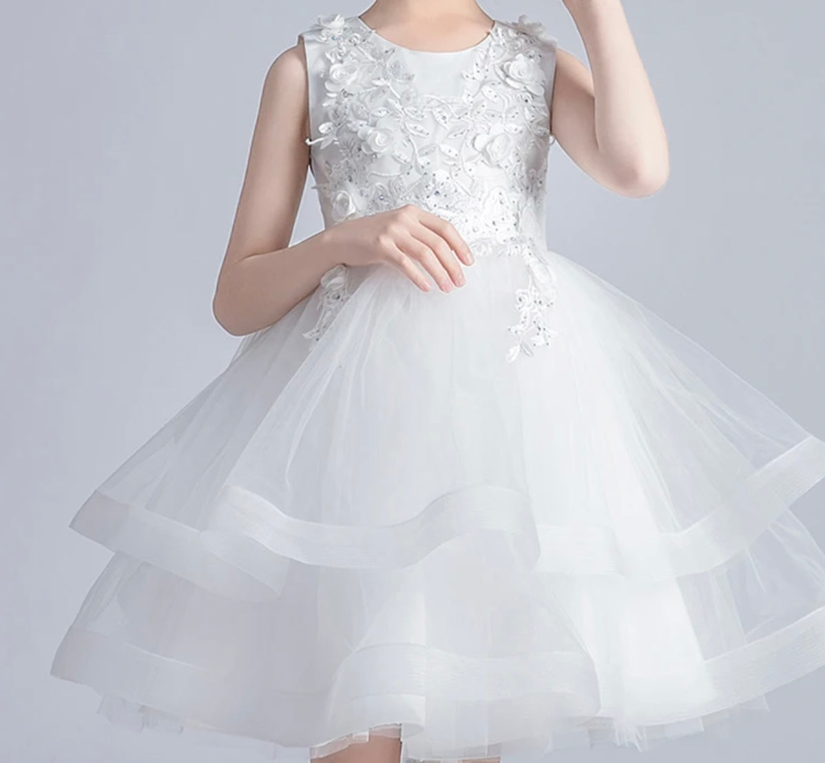 Sleeveless,Flower Decoration wedding dress