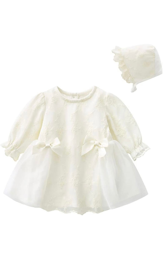 Christening Baptism Dress with Bonnet