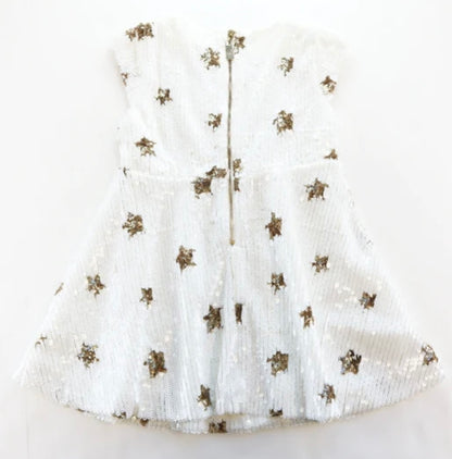 Gold Star White Sequin Dress