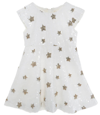 Gold Star White Sequin Dress