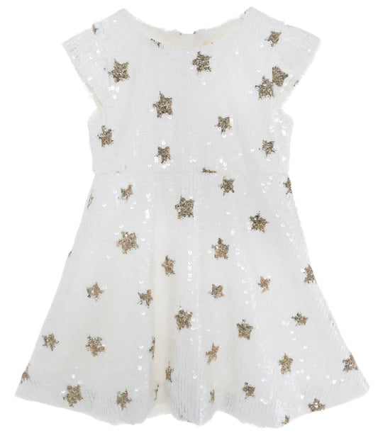 Gold Star White Sequin Dress