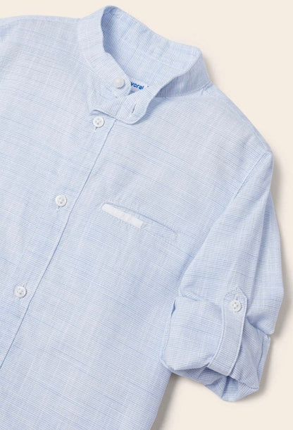 Long Sleeve Striped Mao Collar Shirt