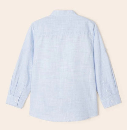 Long Sleeve Striped Mao Collar Shirt
