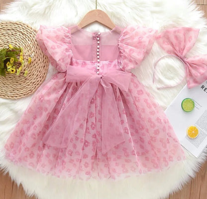Pink Gauze Dress with Head Band