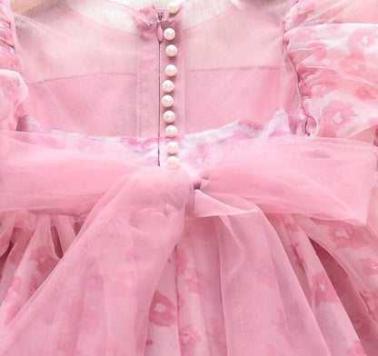 Pink Gauze Dress with Head Band