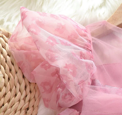 Pink Gauze Dress with Head Band