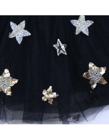 Star Embroidered & Sequined Skirt - Black