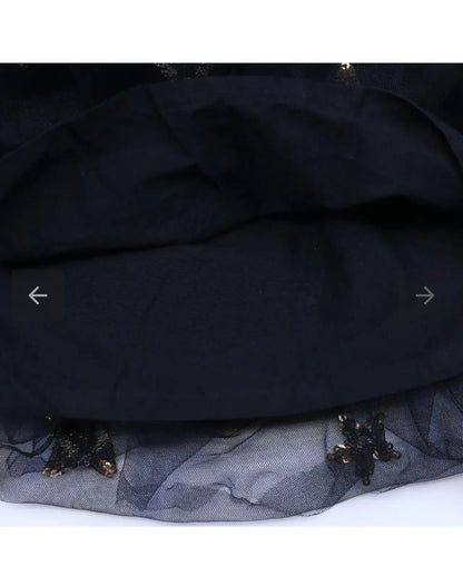 Star Embroidered & Sequined Skirt - Black